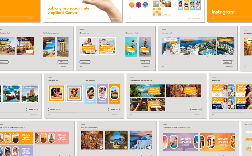 Preview of social media template presentation for Canva I prepared form my clients. In that presentation, clients can click through links to templates directly into Canva app.